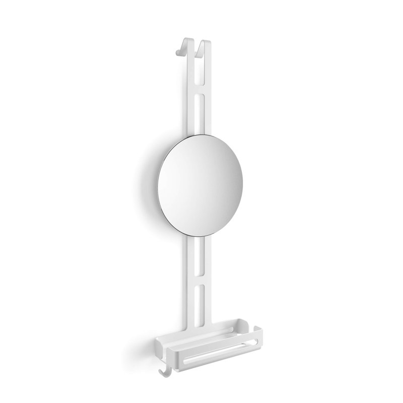 Flat Mirror with Shelves, White