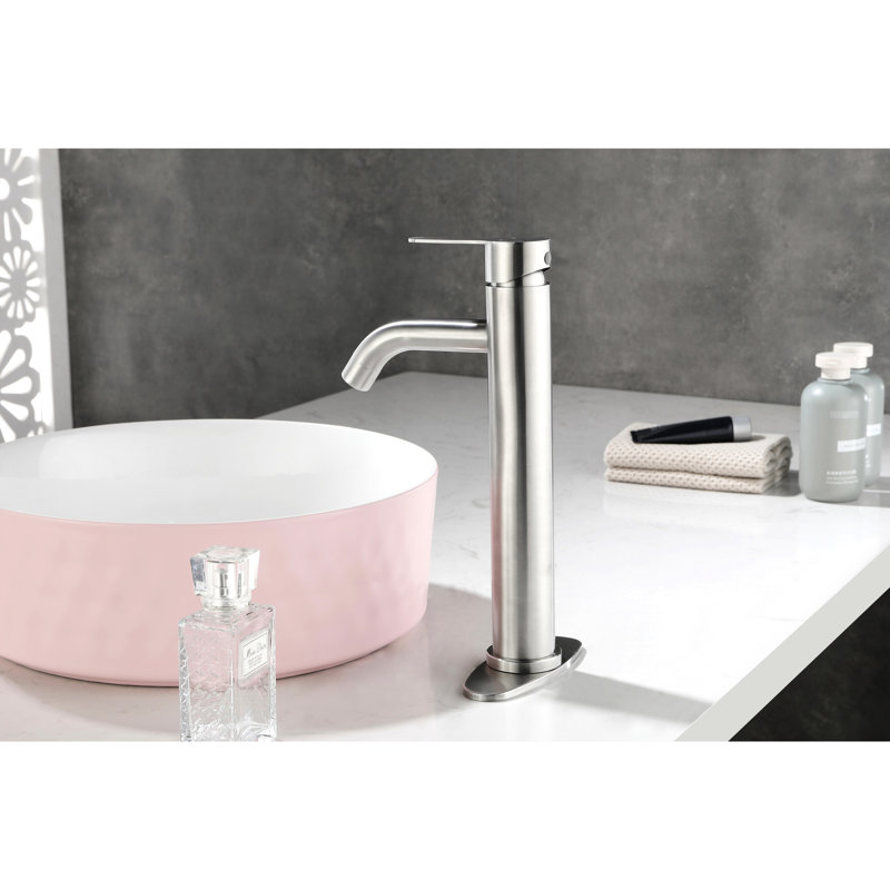 Robinet de lavabo de salle de bain en nickel brossé - Design moderne, poignée simple, acier inoxydable, poignée de meuble-lavabo à installation instantanée en nickel, concept simple