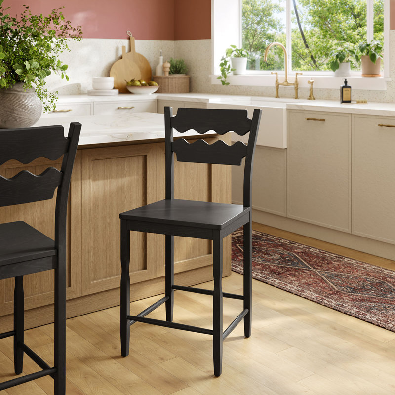 Tabouret de comptoir Jax, Noir, Tabouret de comptoir (hauteur de l'assise : 25,2 p