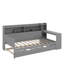 Lit de jour en bois avec tablettes de rangement, lit multifonctionnel avec deux tiroirs de rangement et bureau d'étude-1418733124