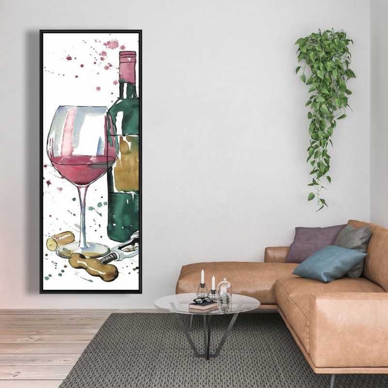 "Bouteille de vin rouge" sur toile, H 20 po x l 60 po