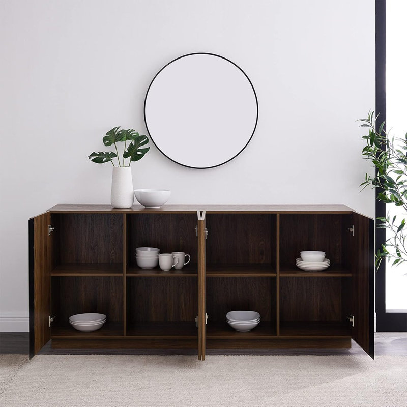 Buffet 70 po minimaliste contemporain noyer foncé