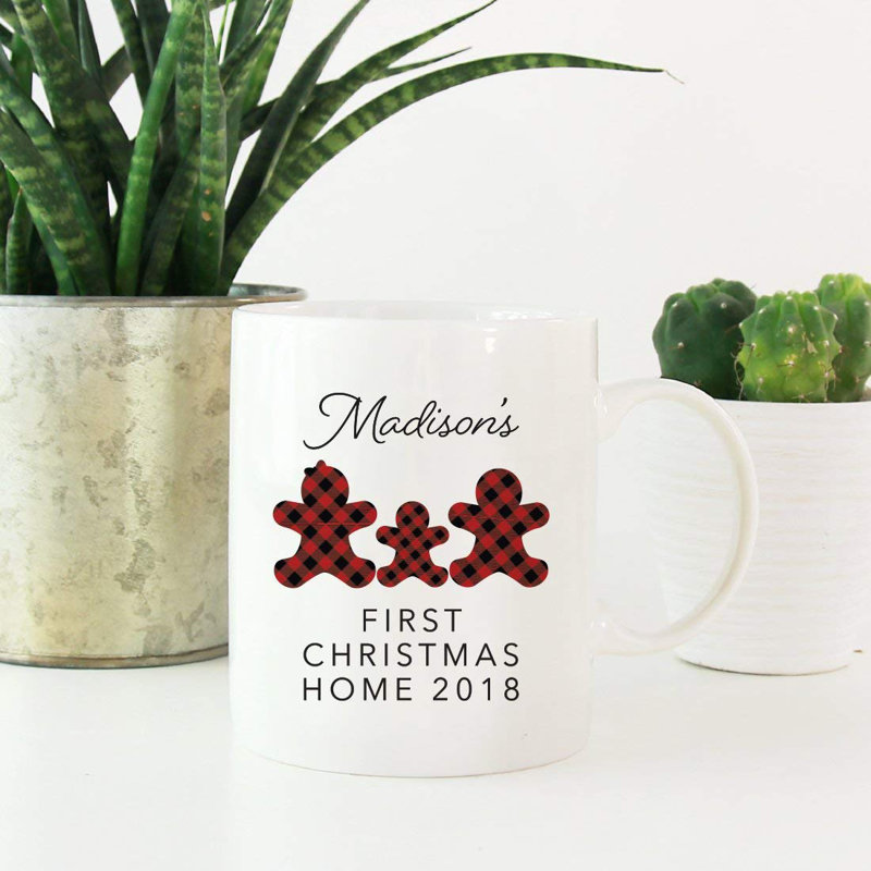 Grande tasse à café personnalisable first christmas home 2018 Sherborne, Oui