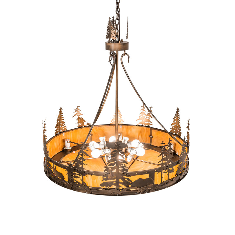 40" Wide Wildlife At Dusk Inverted Pendant