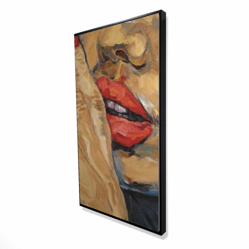 Shushing Lips Closeup - Best Selling Modern Framed Canvas Decor