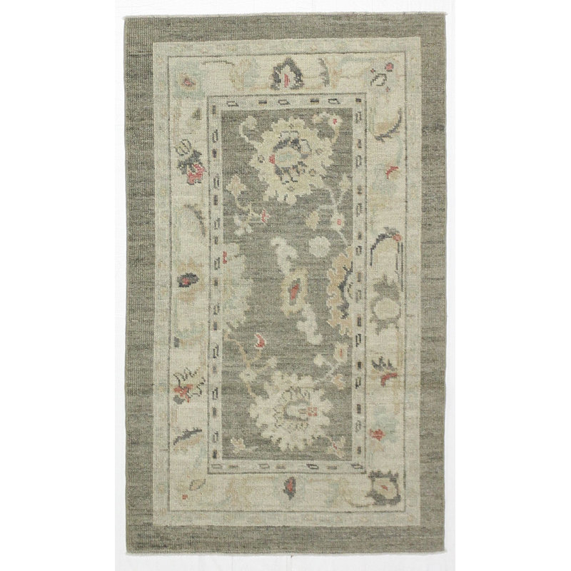 Tapis rétro Oushak Anatolian, Rectangle 3 pi x 4 pi 10 po