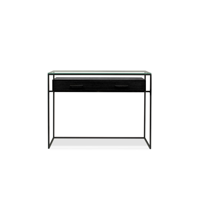 Damarii 110cm Glass Top Console Table, Black, Black
