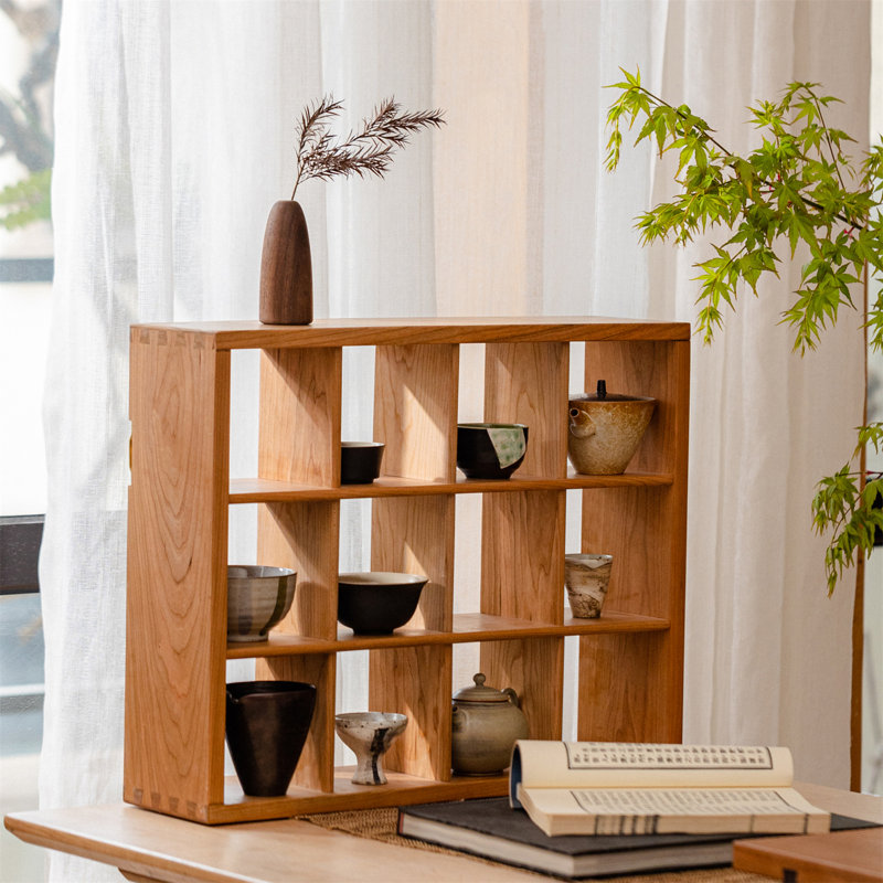 Étagère à tasses à thé en bois massif - Présentoir mural et rangement ouvert