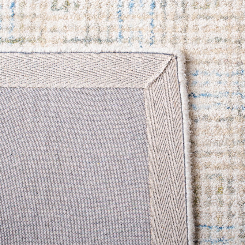 Tapis en laine / coton touffeté à la main Terkel en brun / bleu / ivoire, Rectangle 5 pi x 8 pi