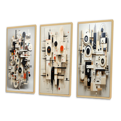 «Garden Of Urban Groove Abstract Geometrics II», 3 pièces sur toile