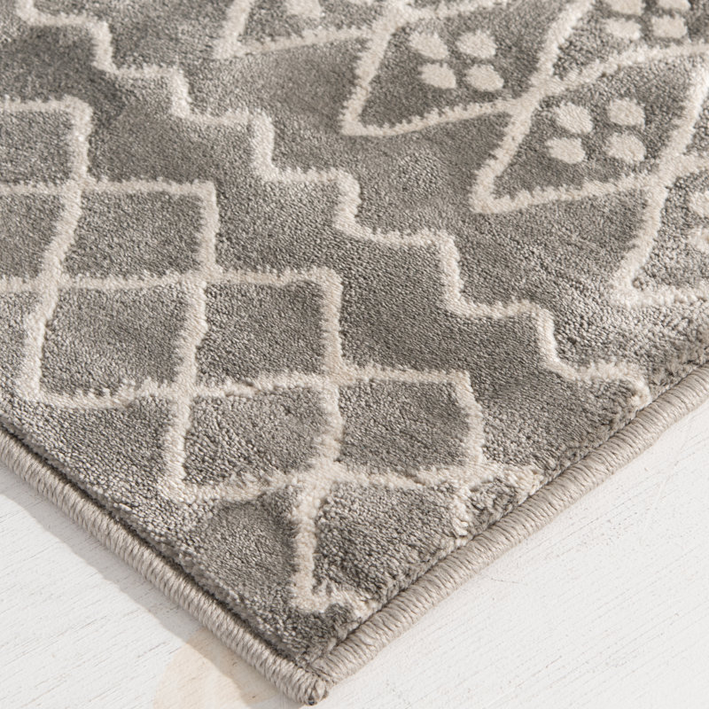 Tapis à motif géométrique gris argenté / bouleau Bejaano, Rectangle 5 pi x 7 pi 6 po