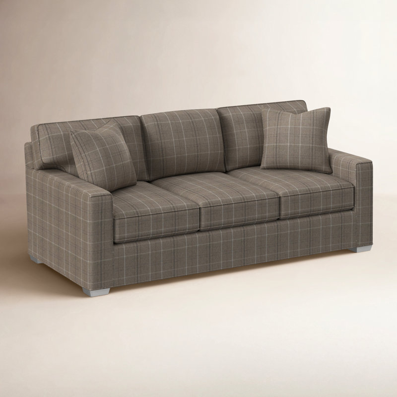 Ellora Upholstered 81'' Sofa, Havana Finish, Paprika Chenille; 0344-21