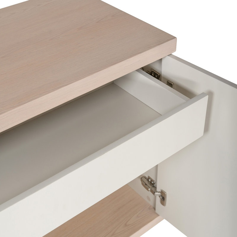 Modern Brazilian 71'' W Solid Wood Sideboard, Nogal/Off White