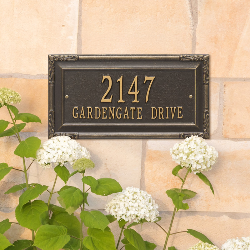 Gardengate Personalized Grande 2-Line Wall Address Plaque, Bronze/Gold, Yes