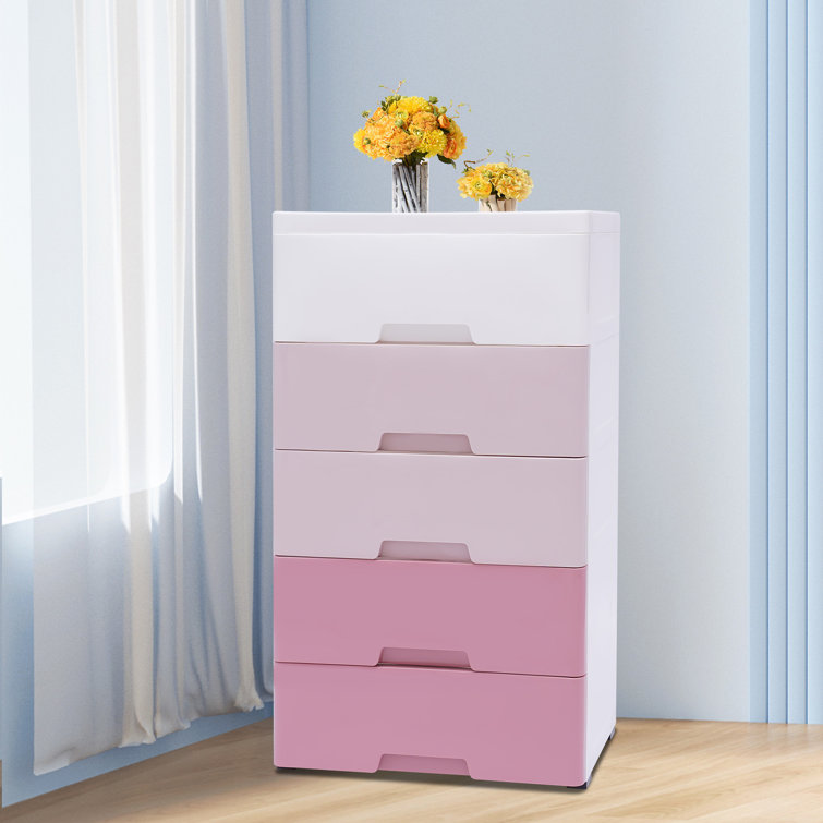 5 Drawers Storage Cabinet Stackable Clothes Storage Box Organizer PP Plastic