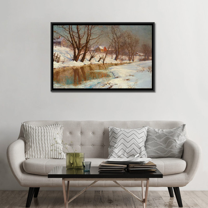 «Winter Morning», impression sur toile, H 18 po x l 26 po x P 1,5 po, Toile avec cadre noir, Pas de tapis