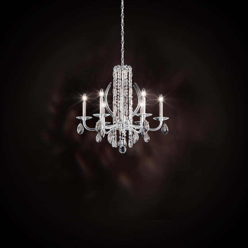Sarella 6 - Light Chandelier, Antique Silver, Heritage Clear Crystal