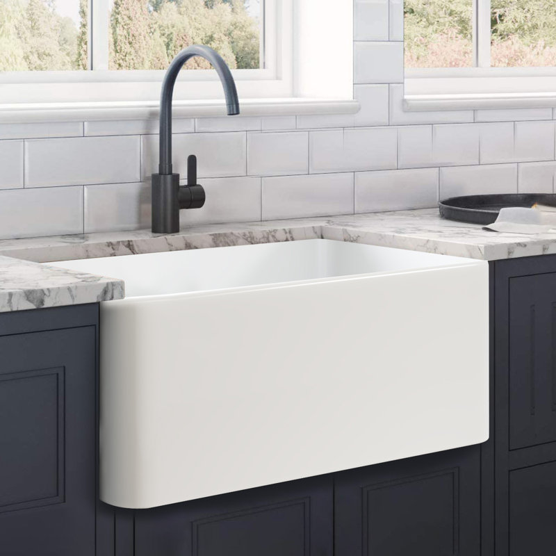 24'' L Farmhouse Single Basin Kitchen Sink, White