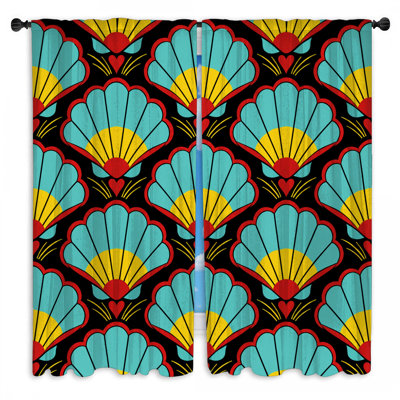 Art Deco Shell Motif Window Curtains Art Deco Sheer & Room Darkening - 2 Panels