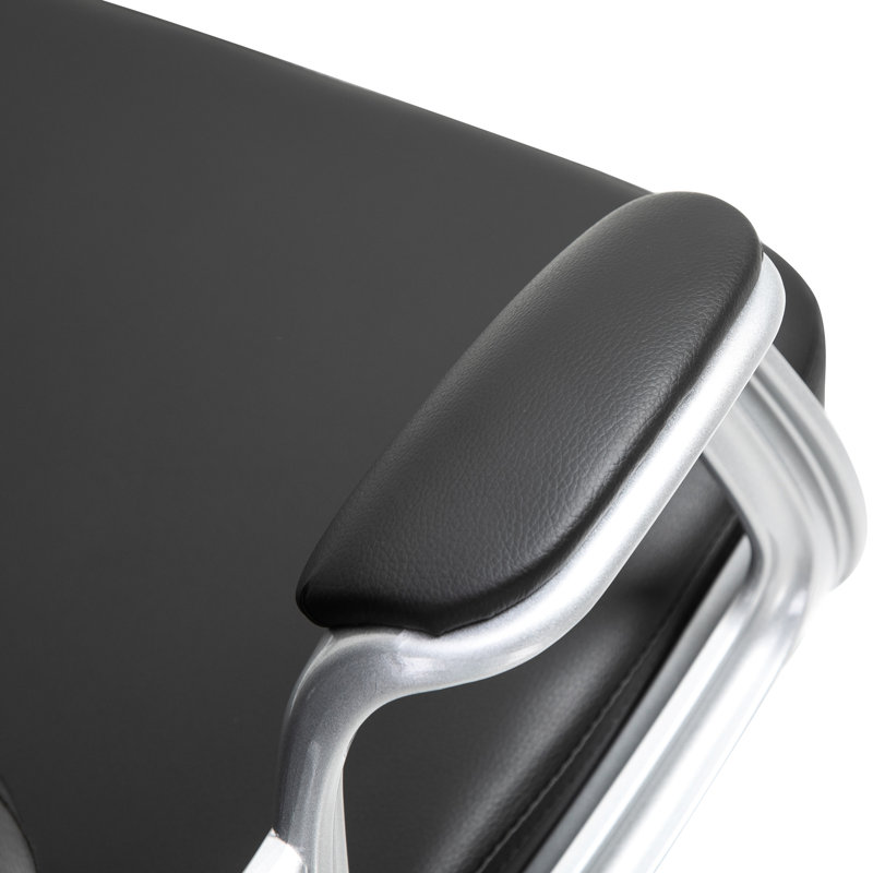 Chaise de bureau confortable en similicuir noir avec siège réglable et fonction berçante