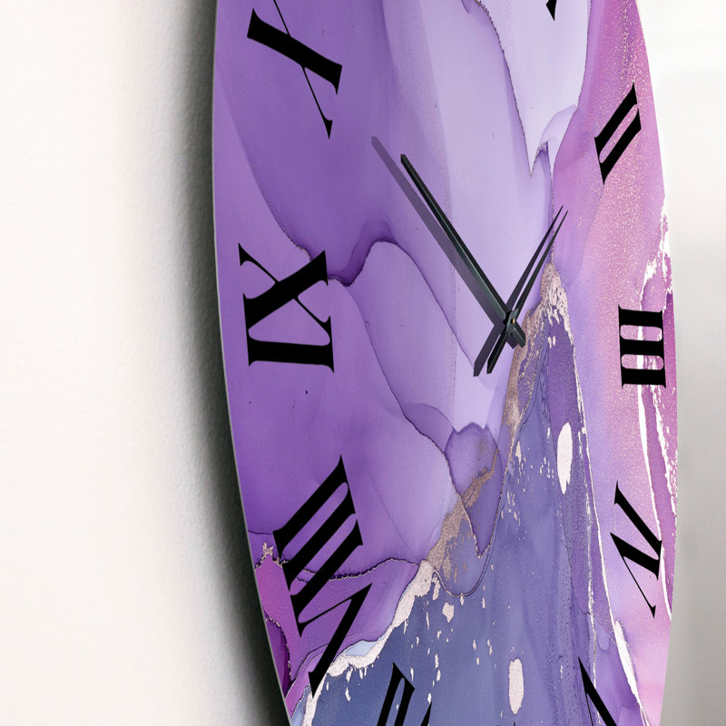Horloge murale moderne mauve et fuchsia liquide II, Surdimensionné