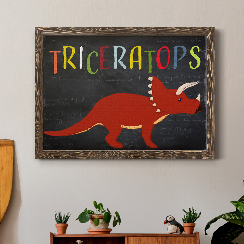 Triceratops - reproduction d'art sur toile, H 31 po x l 44 po x P 1 po, Noyer