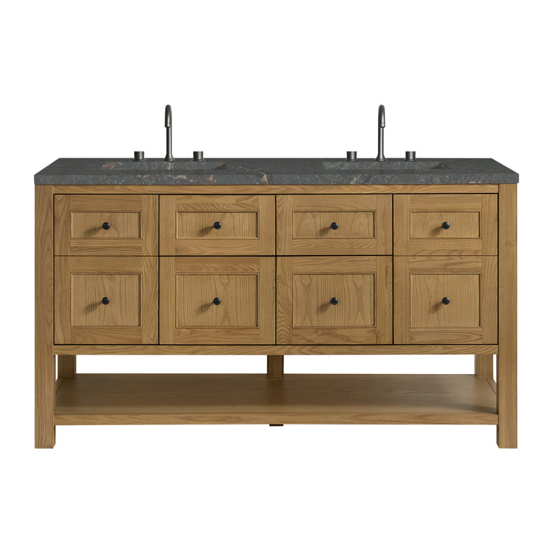 Breckenridge 60'' W Double Vanity, Parisien Bleu Silestone, Light Natural Oak, Widespread