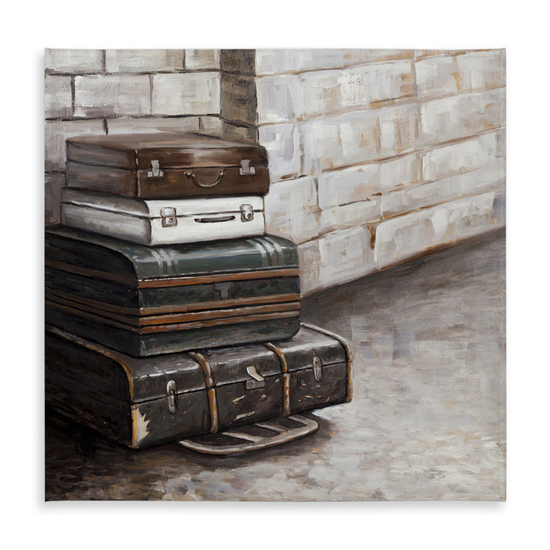Brown Tablecloth - Four Old Traveling Suitcases Design