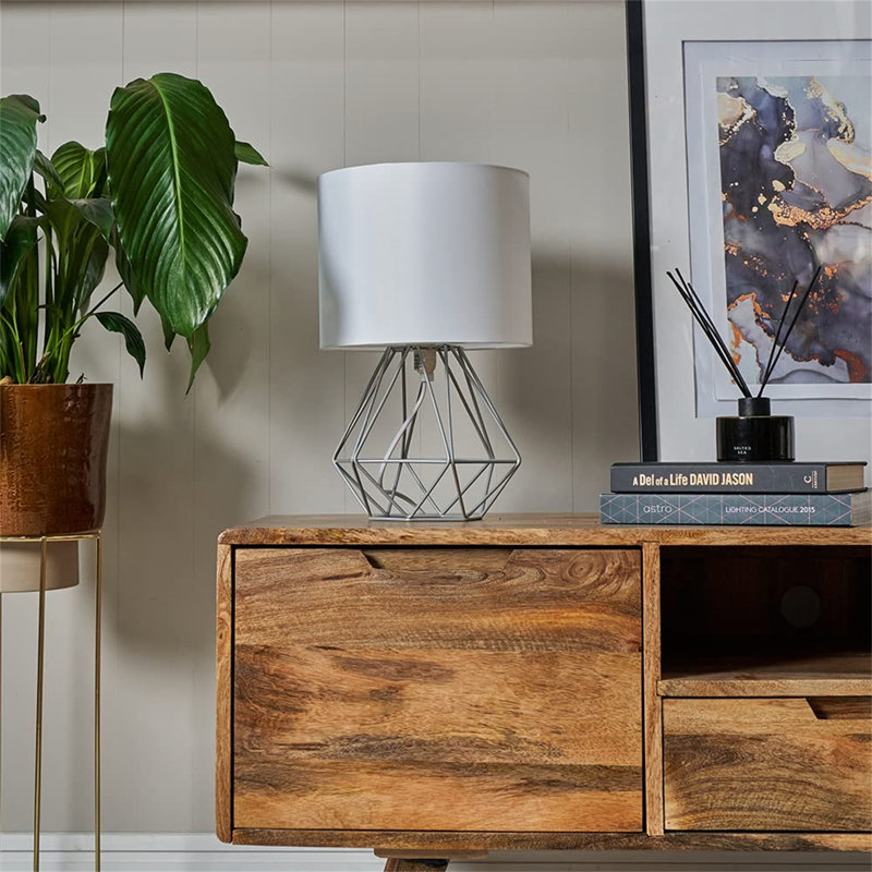 Achiuta Metal Table Lamp, White, Silver
