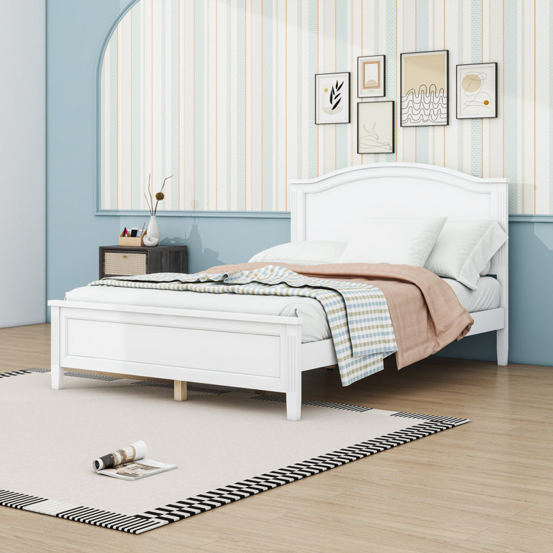 Lit plateforme avec tête de lit, Lit double, Blanc