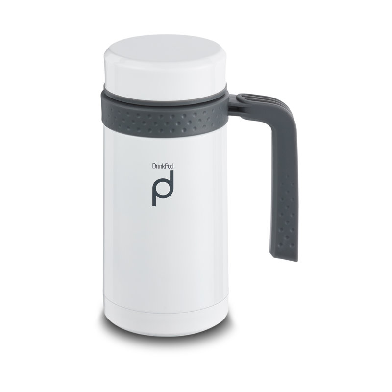Grunwerg Drink Pod Stainless Steel Travel Mug, White
