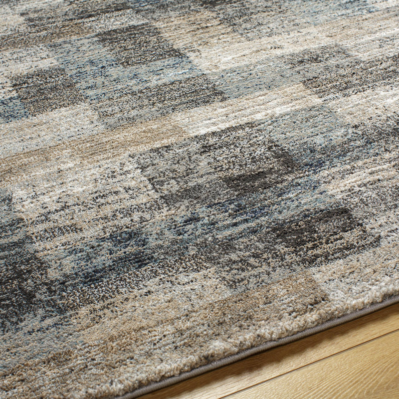 Rectangle Brod Machine Woven Polypropylene/Polyester Area Rug in Brown, Rectangle 5'3" x 7'