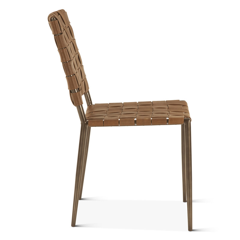 Whitlock Genuine Leather Parsons Chair, Brown