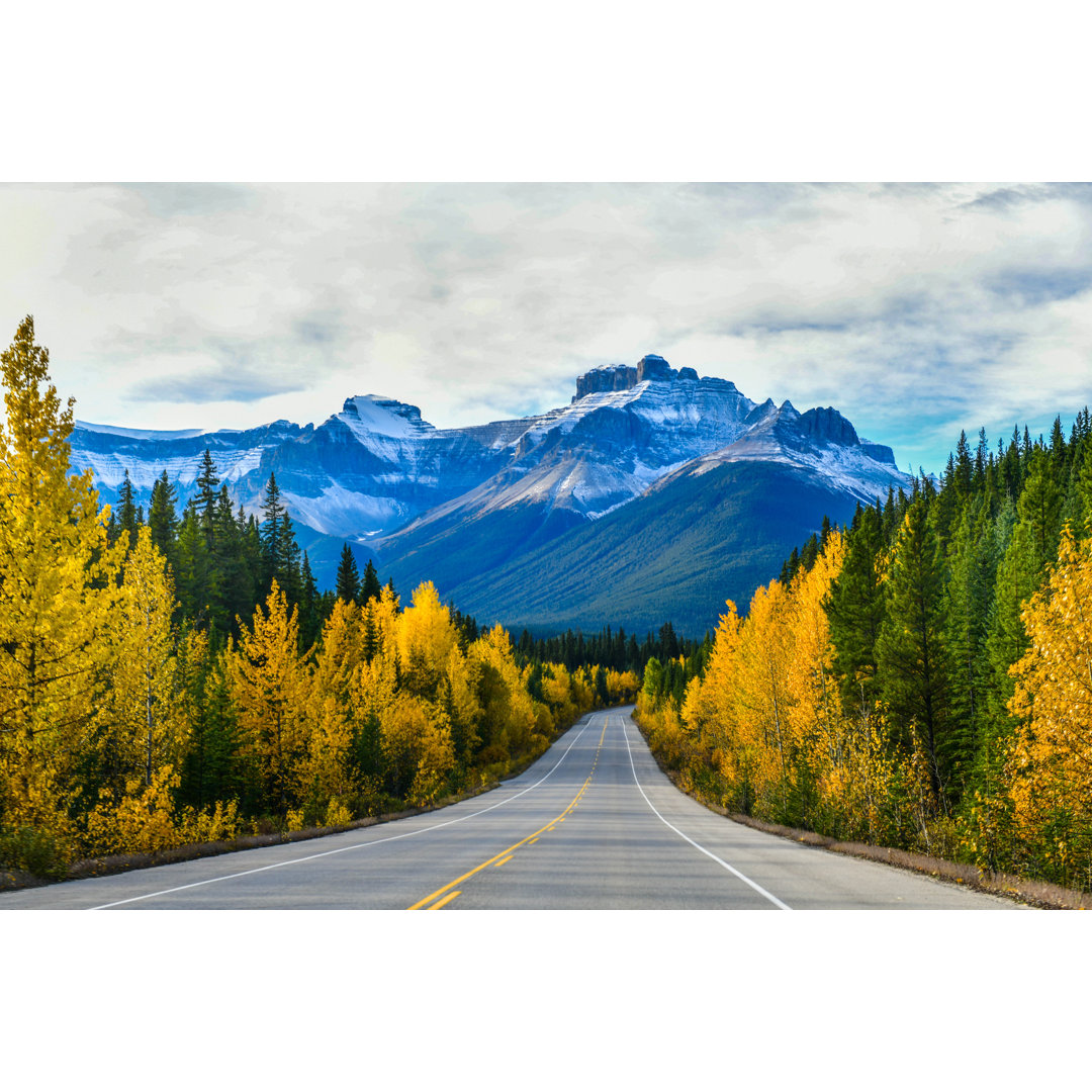 Icefield Parkway In Autumn Jasper National Park,Canada - Wrapped Canvas Print