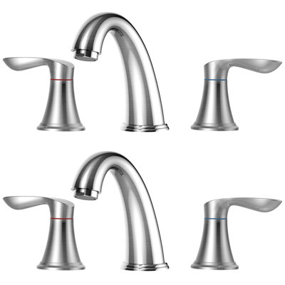 2-Set 8 in Faucets for Sink 3 Holes, Widespread Faucet with Pop Up Drain and cUPC Lead-Free Hose