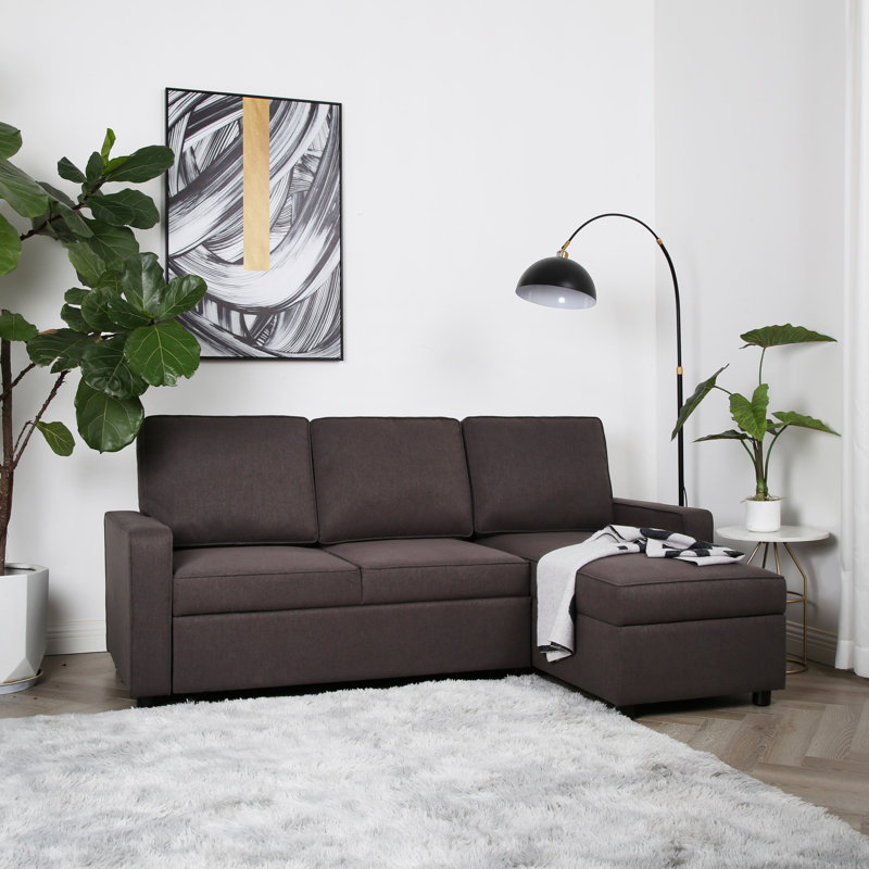 Razzak 3 Seater Linen Sofa Bed, Dark Grey
