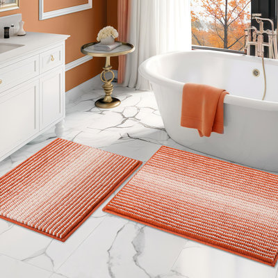 Machine Washable Non‑Slip Shaggy 2‑Piece Bathroom Rug Set