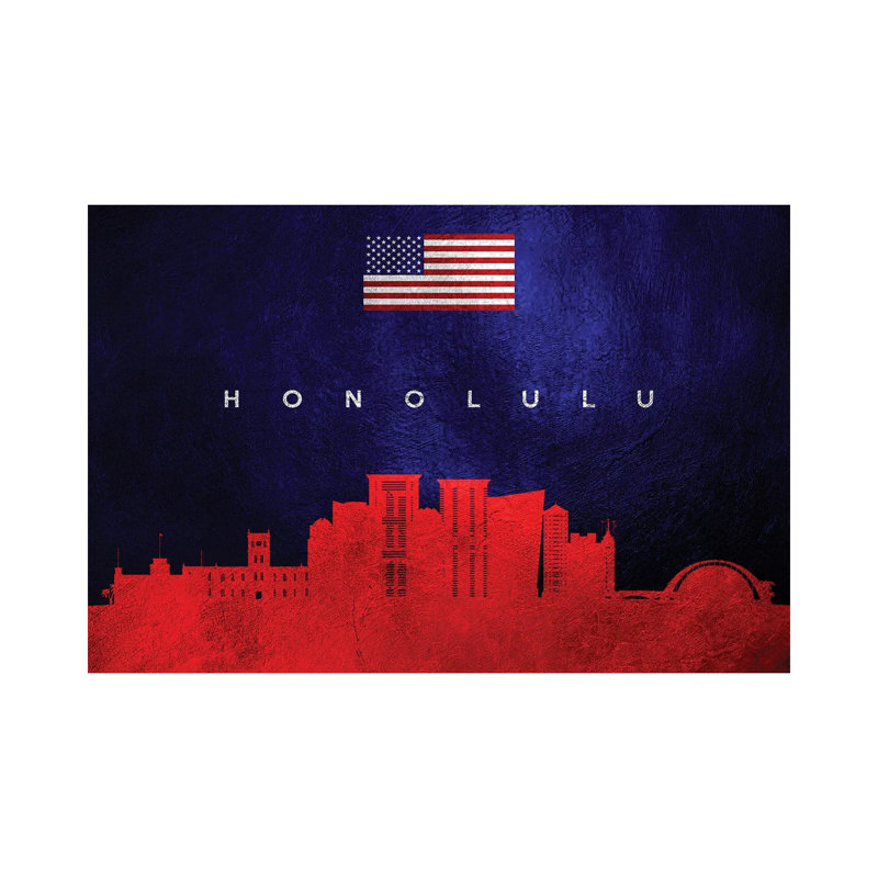 Honolulu Hawaii Skyline by Adrian Baldovino - Wrapped Canvas Print, 20.32 cm H x 30.48 cm W