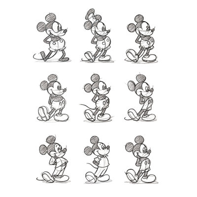 'Mickey Mouse, Sketched' Drawing Print