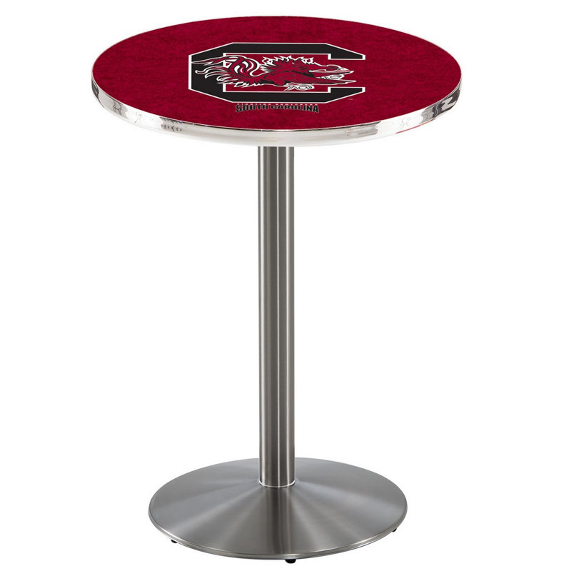 Round Metal Base Dining Table, Stainless Steel, University of South Carolina