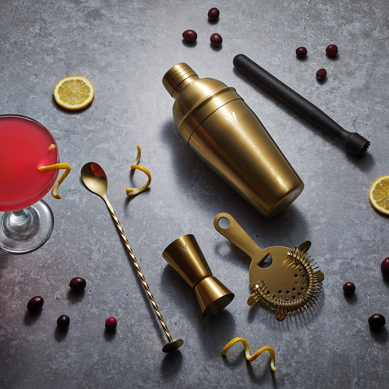 Manhattan Cocktail Shaker Set, Brushed Gold