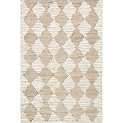 Freyja Diamond Striped Jute Blend Area Rug
