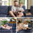 Loette 120.3" Configurable Sectional Sofa, USB Ports, Cup Holder, 360°Rotate Tabletop, Console Box & Armrests-1825867426