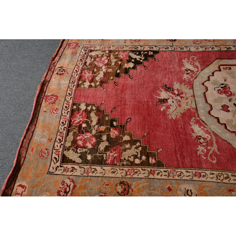 Grand tapis turc Anatolian rétro en rouge pour un élégant décor de salon brun / rouge