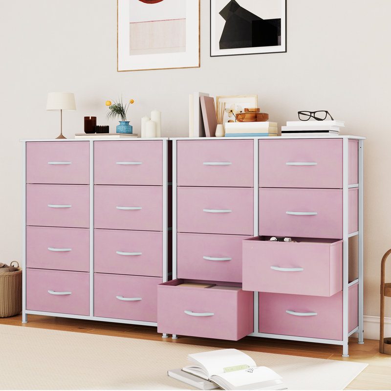  Ensemble 2 pièces 8 tiroirs à 8 tiroirs (l 33,7 po) - Rangement polyvalent au design épuré, Rose