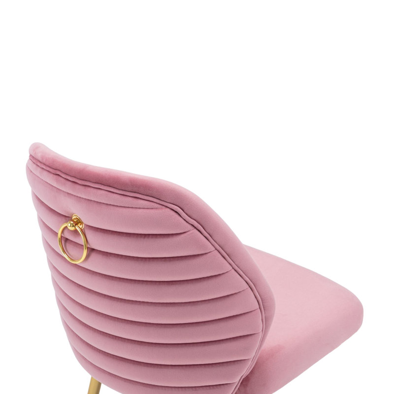 Chaise d'appoint rembourrée en velours capitonné Mariley, Rose