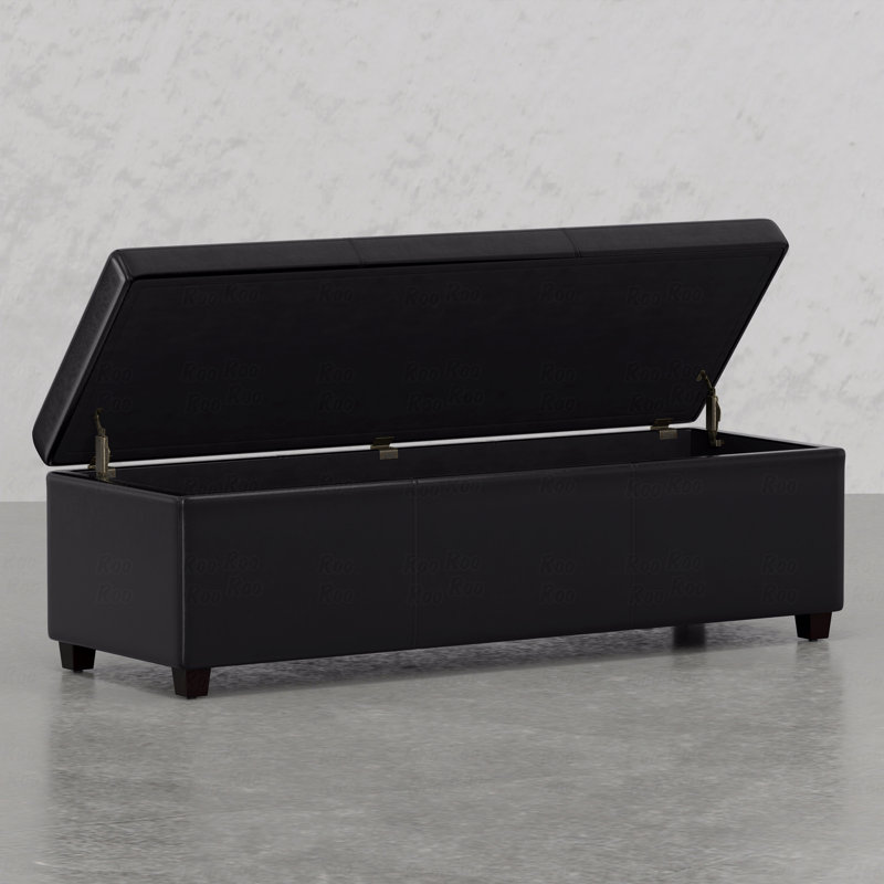 Basic Ottoman (Bench Type), Extra Large Storage  (Bench Type), Black