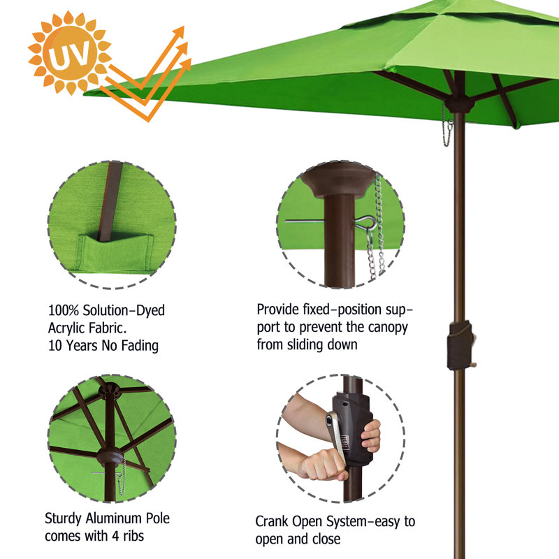 Parasol de marché carré 6 pi Nahlani, Vert clair