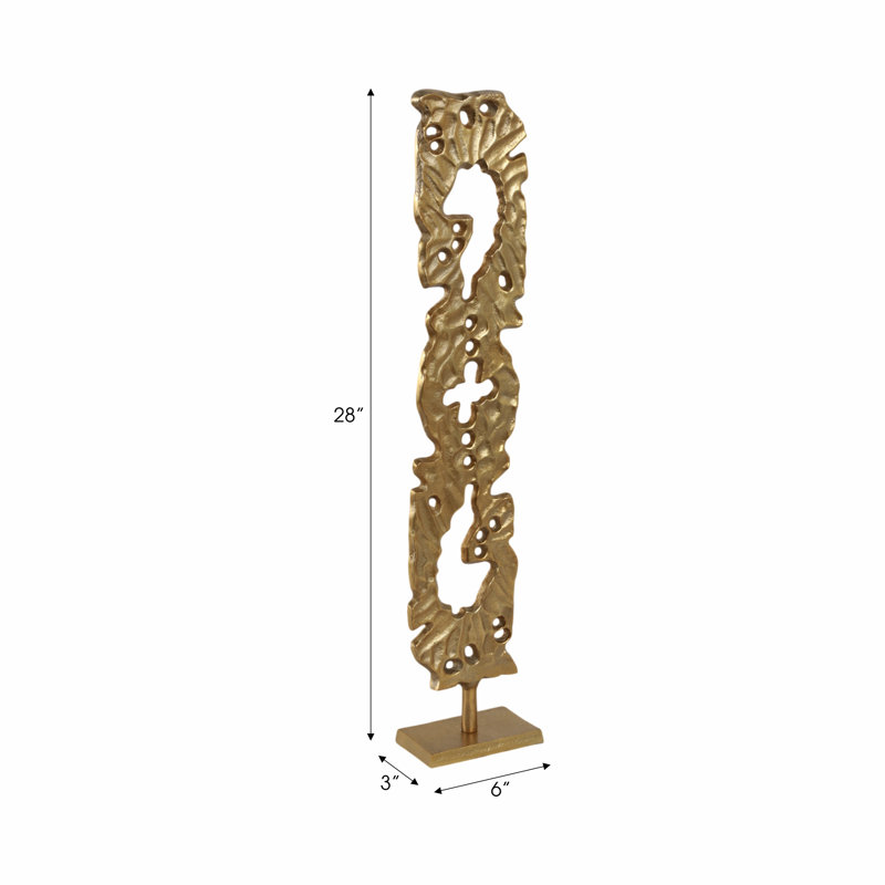 Sagebrook Home 28" Hobart Small Gold Statuary, 28" H x 6" W x 3" D, Gold