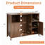 Buffet-bar à café cannelé brun de 135 cm avec compartiment mini-réfrigérateur, casier à vin amovible et tablettes ajustables-333267261